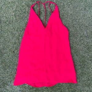 Sam Edelman Vibrant Red Camisole Top size M Flowy Feminine Deep V Neck NEW